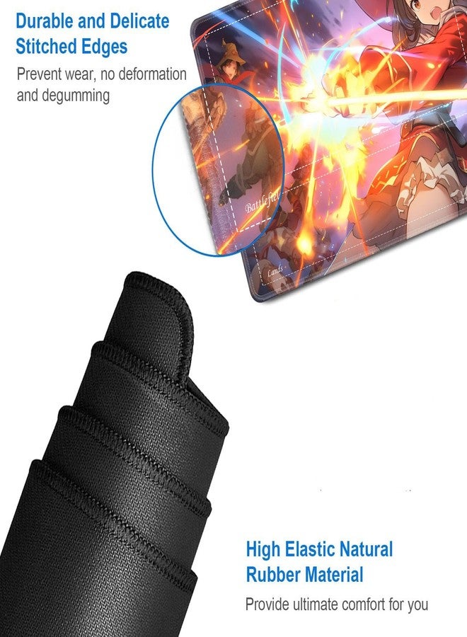 بساط لعب JVGFYNKL لألعاب الورق، بساط لعب بمناطق، مقاس 24×14 بوصة، مصنوع من المطاط غير القابل للانزلاق، مناسب لألعاب ماجيك: ذا جاذرينج، مع حقيبة سفر برباط و6 نرد، بساط لعب بتصميم فتاة أنمي لألعاب ماجيك: ذا جاذرينج، بساط لعب لألعاب الورق - Image 4